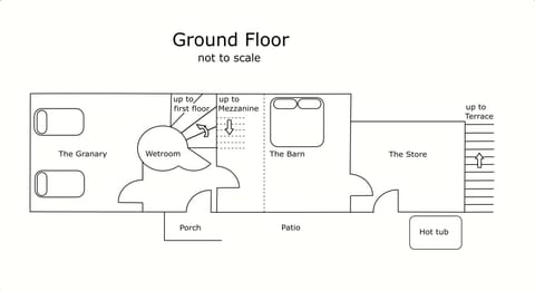 The Mill House is an upside down house, with the bedrooms on the lower floor.