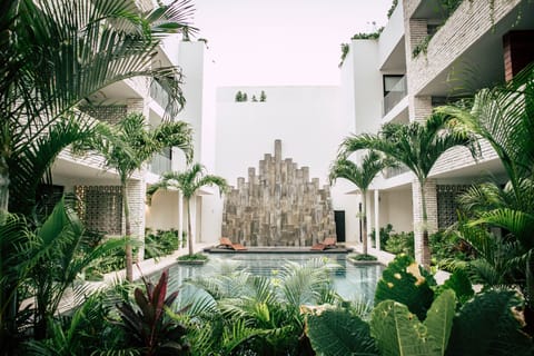 A rooftop pool