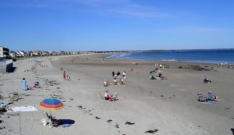 Beach nearby, sun loungers