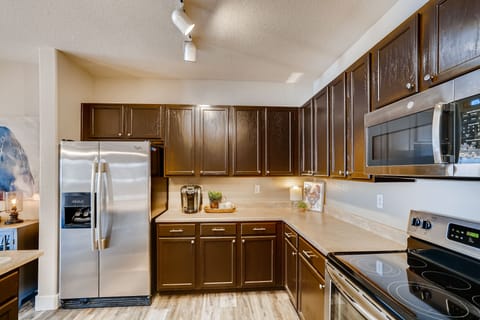 Large kitchen with all the amenities like stainless steel appliances