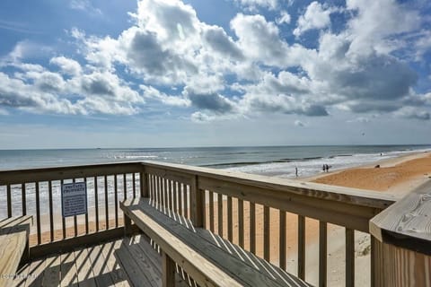 On the beach, sun loungers, beach towels