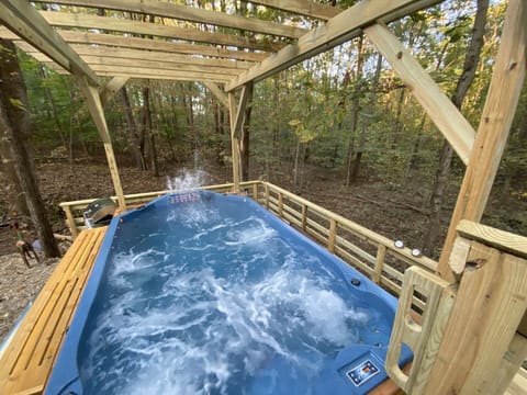 14 foot “Swim Spa” with waterfall in the woods! Hot shower next to the Swim Spa