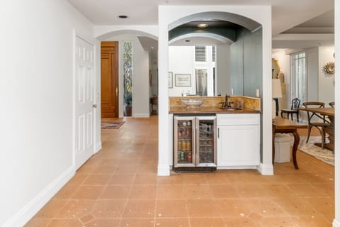 Family room wet bar and wine refrigerator