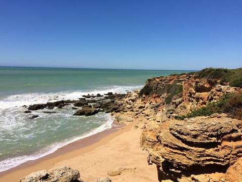 Beach nearby, sun loungers, beach towels