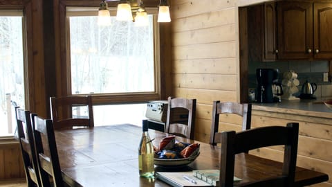 Views of mountains from dining room. Welcome snacks provided to guests.