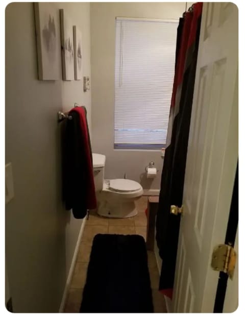 Combined shower/tub, hair dryer, towels, soap