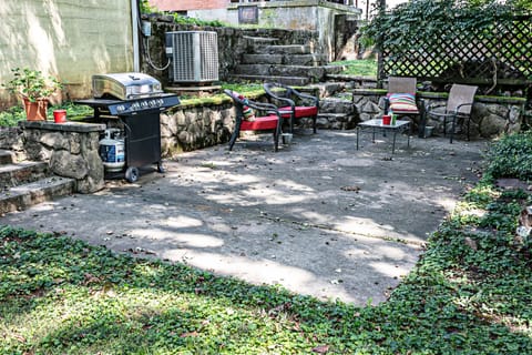 Gas grill and seating area