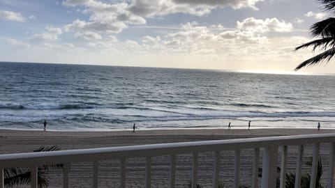 On the beach, sun loungers, beach towels