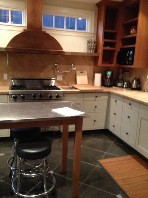 kitchen with six burner viking range