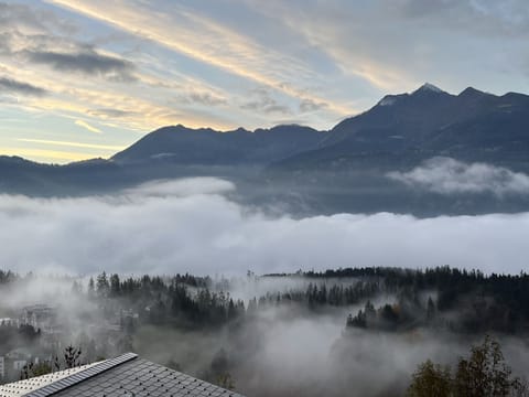 View from balcony on a misty day. 