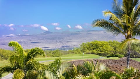 View of the Mauna Lani golf course from the main floor lanai