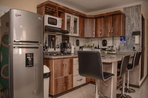 Fridge, microwave, oven, coffee/tea maker