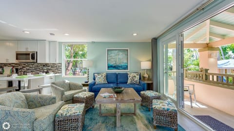 The living room offers a plenty of seating for everyone...