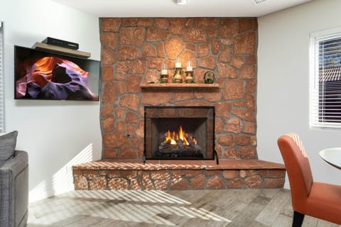 A gas fireplace for your convenience.