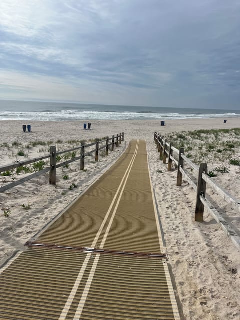 Beach nearby, sun loungers