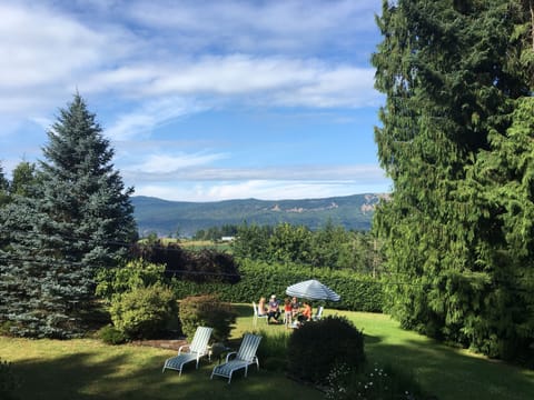 Relax outside on the spacious lawn.  Watch eagles and deer.  