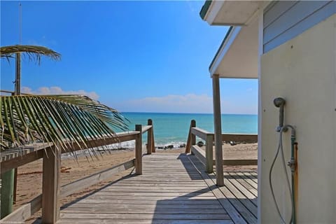 On the beach, sun loungers, beach towels