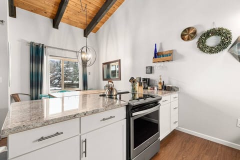 Granite countertops and stainless steel appliances!