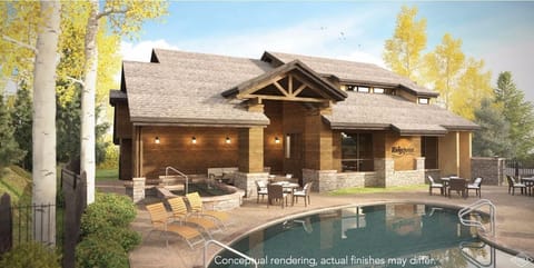 newly remodeled club house with pool and hot tub