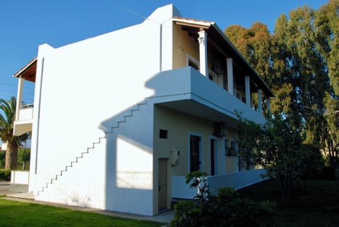 The back side of the building and where the main entrances are