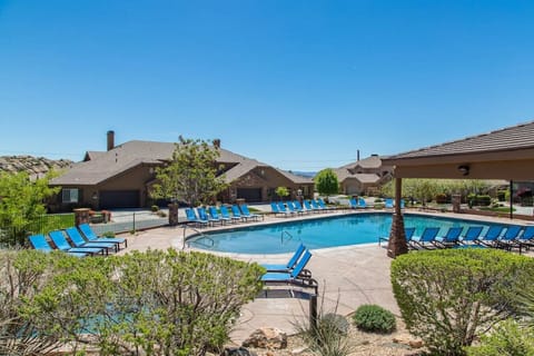 Community pool with plenty of seating