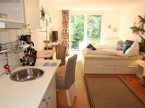 Kitchen Sink, Tap, Sink, Plumbing Fixture, Countertop, Cabinetry, Houseplant, Wood, Interior Design, Picture Frame