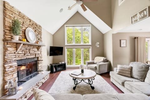 spacious main living area with gas fireplace