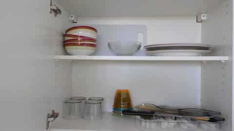 Fridge, microwave, stovetop, electric kettle