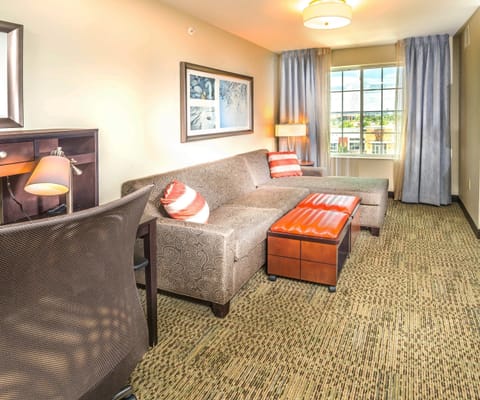 Kick back your feet and relax in the cozy living area.