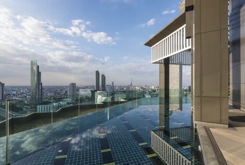 A rooftop pool