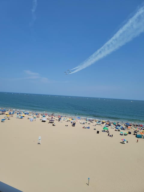 On the beach, sun loungers