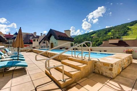 A rooftop pool