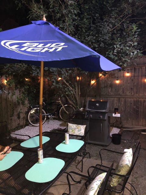 Back Patio with Wrought Iron patio set ,Weber Spirit Grill propane is provided