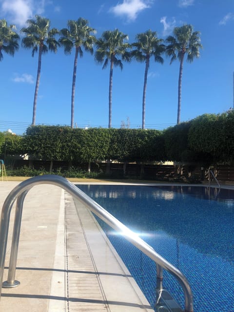 A rooftop pool