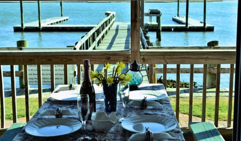 Dining under covered porch