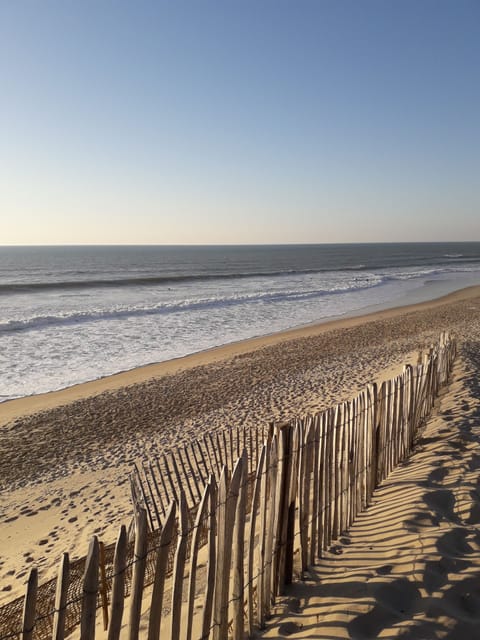 On the beach, sun loungers