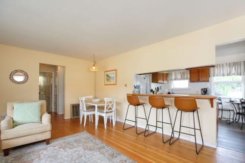 Bar Seating and Dining Table from Living Room