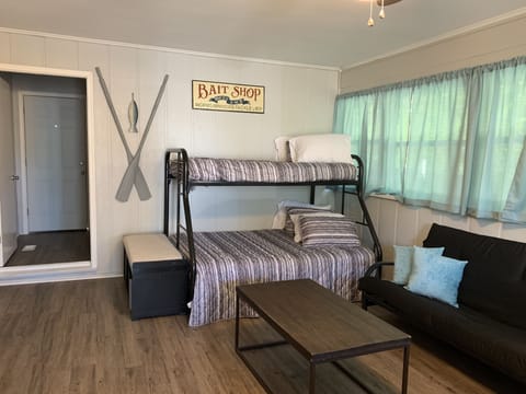 Family Room with Twin over Full Bunk beds at one end