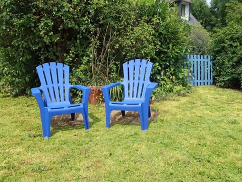 Chair, Furniture, Blue, Grass, Lawn, Outdoor Furniture, Yard, Tree, Garden, Grass Family
