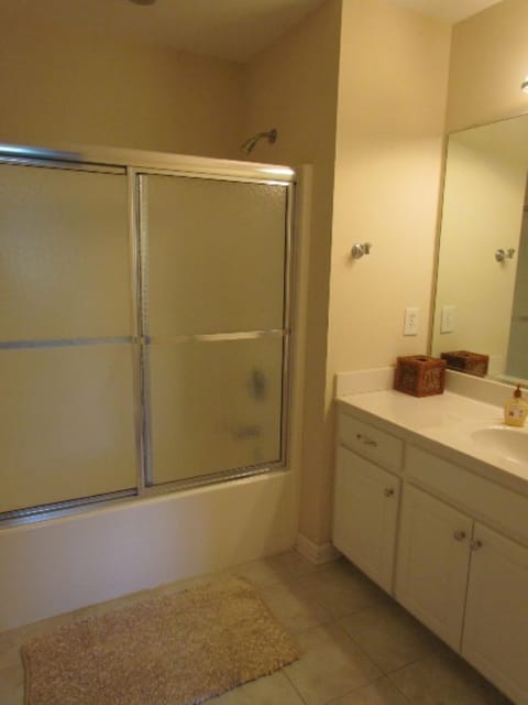 Combined shower/tub, jetted tub, hair dryer