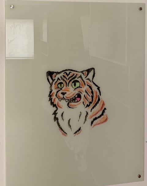 Dry erase whiteboard in family room for meetings, ideas, or serious Pictionary 