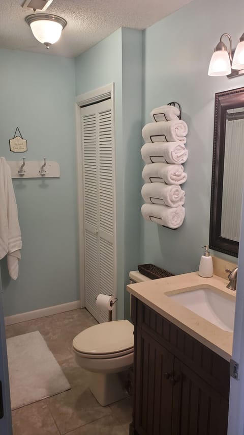 Hair dryer, towels