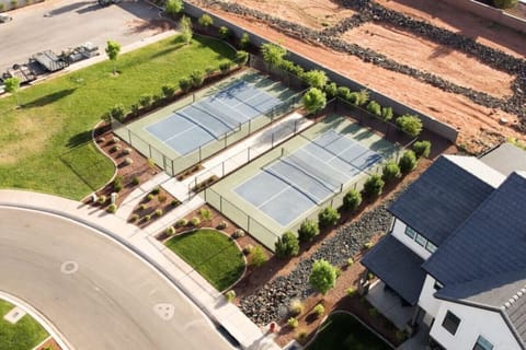 pickleball courts, paddles and balls available in the garage