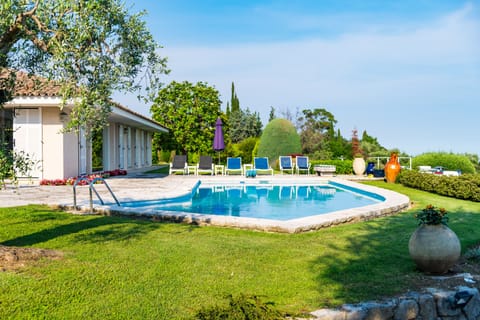 Pool is in park setting. Totally private.