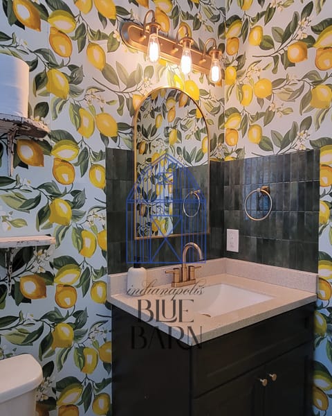 Downstairs half bathroom. Sink and toilet only.