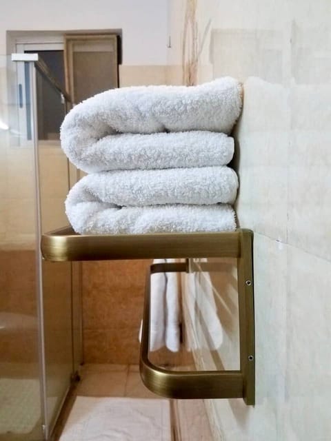Bathroom amenities | Hair dryer, towels, soap, toilet paper