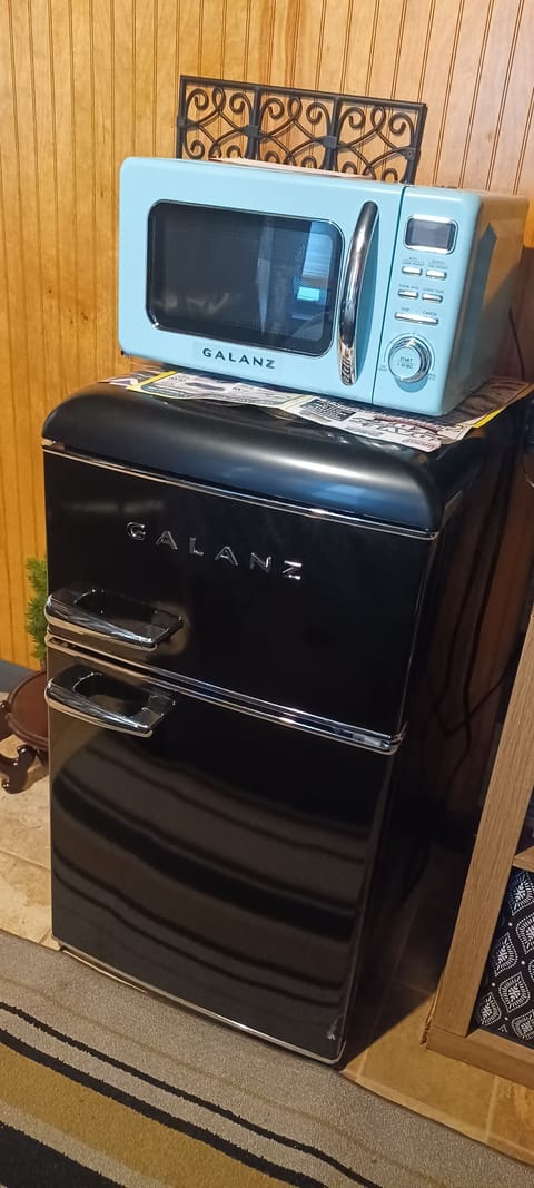 Mini Fridge and microwave. 
