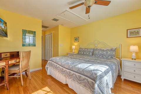 Guest room with king bed and TV