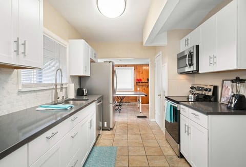 Spacious kitchen with stainless steal appliances
