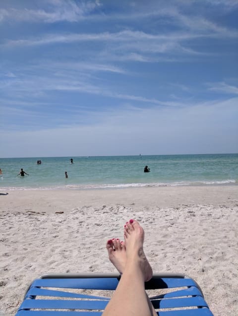 Beach nearby, sun loungers